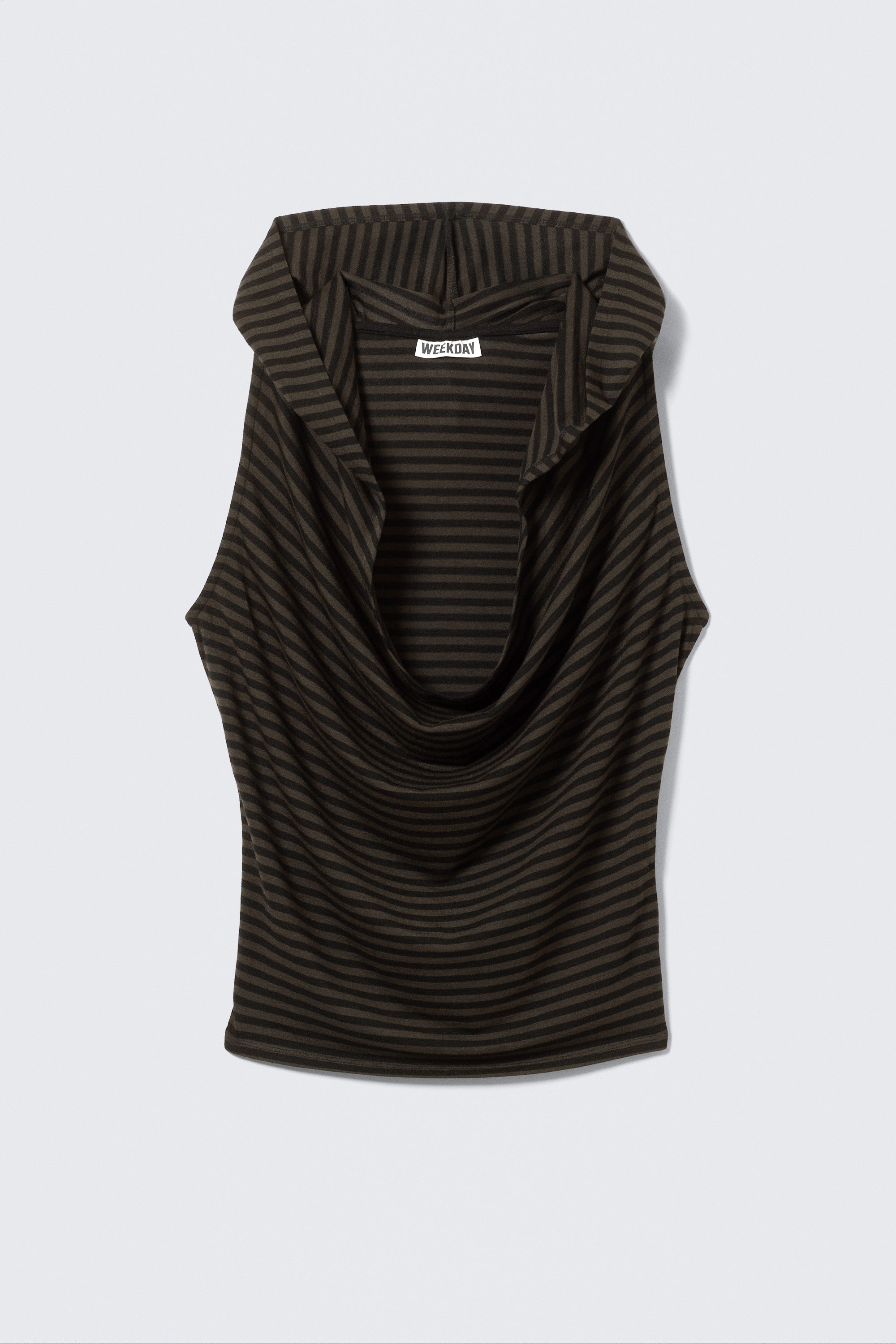 Dunkles Khakigrün gestreift - Striped Draped Hooded Top - 1