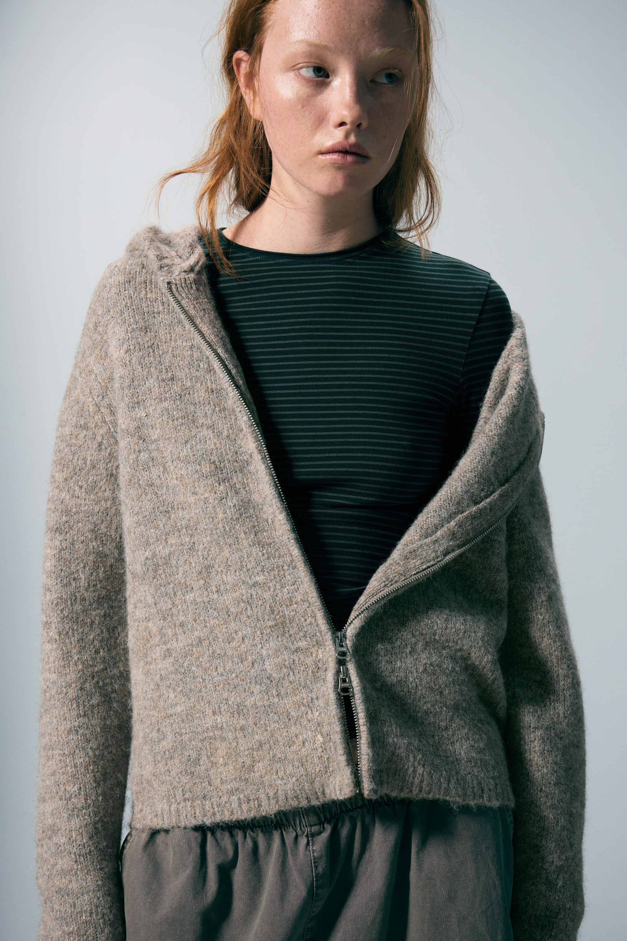 Dark Mole Melange - Knitted Wool-Blend Zip Hoodie - 4