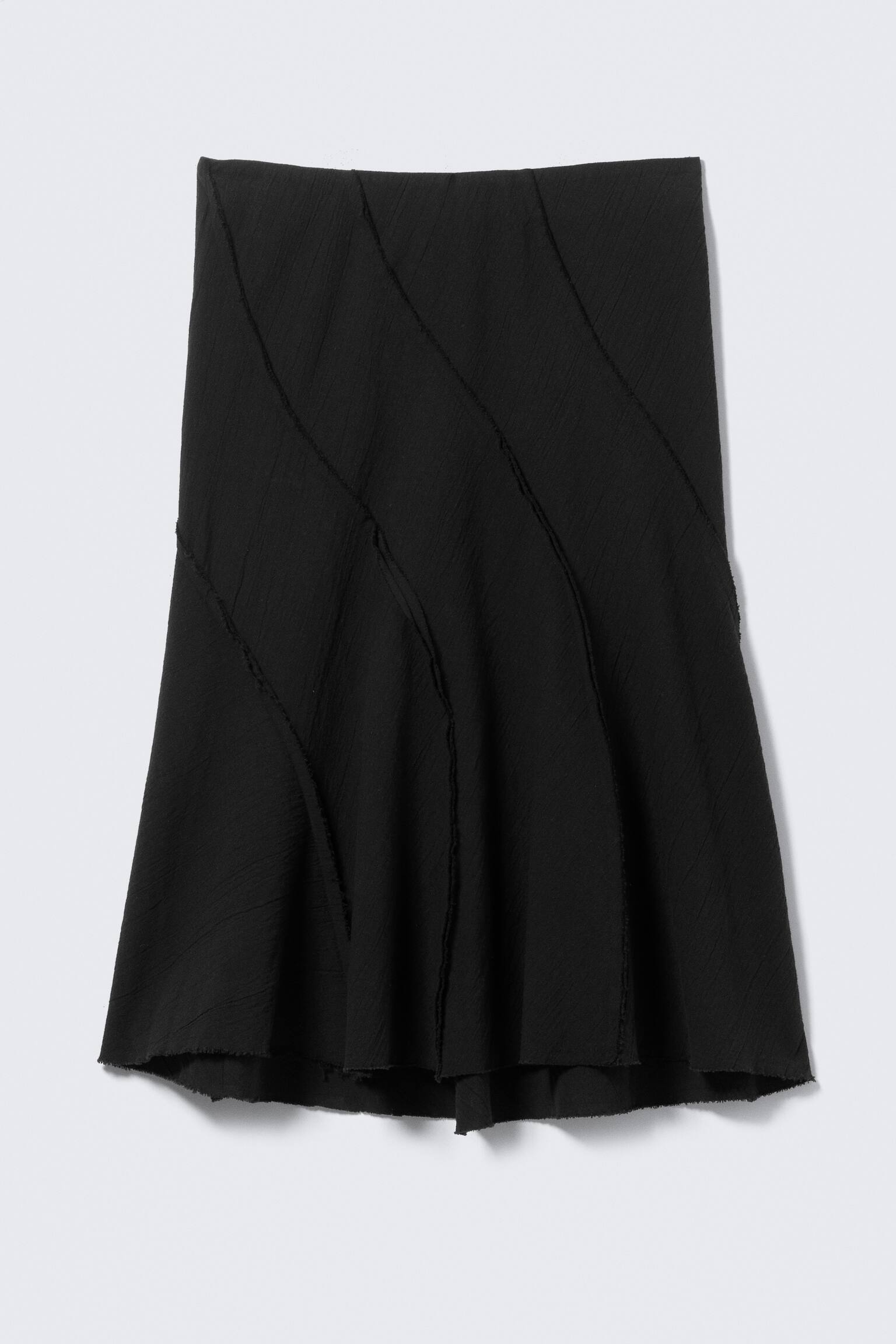 Mid-Waist-Midirock mit geschwungenen Nähten - Schwarz - 1