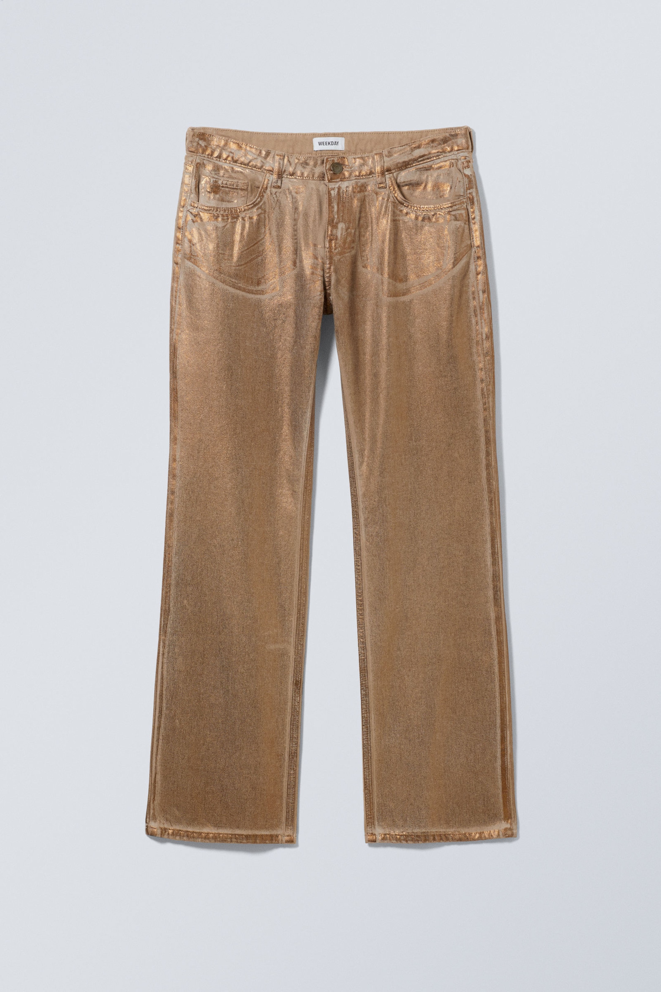 Dunkelbeige Metallic - Gerade geschnittene Hose in Metallic-Optik - 1