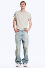 Port Blue - Light Blue - Galaxy Mid Rise Loose Straight Jeans - 0