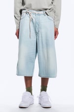 Ghost Blue - Light Blue - Void Mid Rise Loose Long Denim Shorts - 1