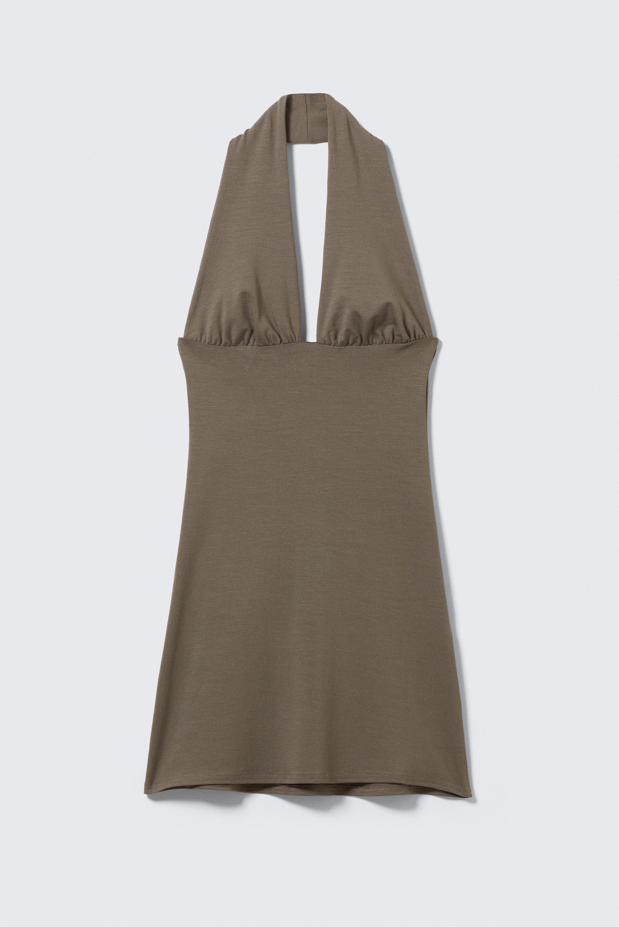 #6C655F - Sleevleess Halter Mini Dress - 1