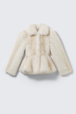Gebroken wit - Peplum jack van imitatiebont - 6
