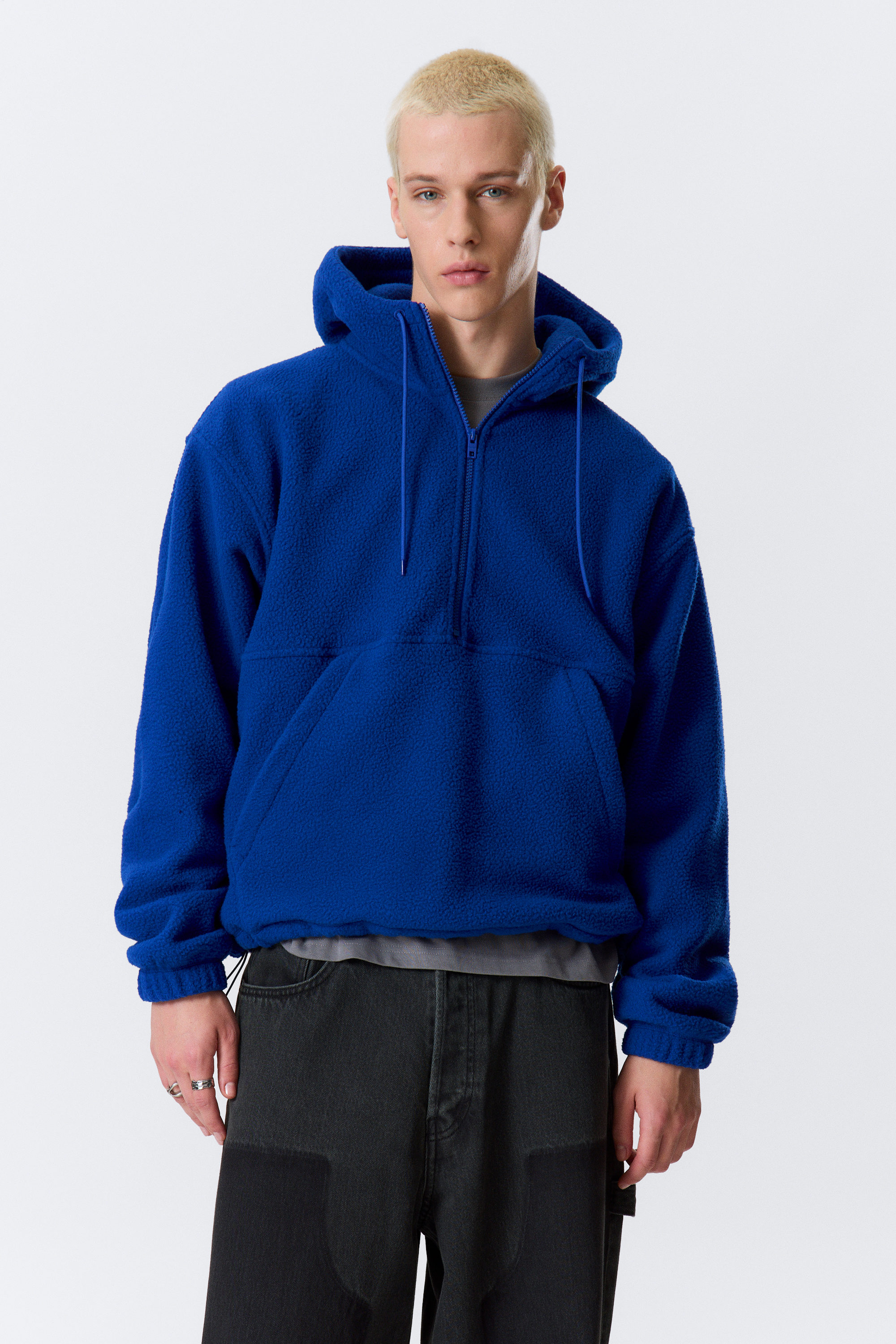 Bright Blue - Half-Zip Fleece Hoodie - 1