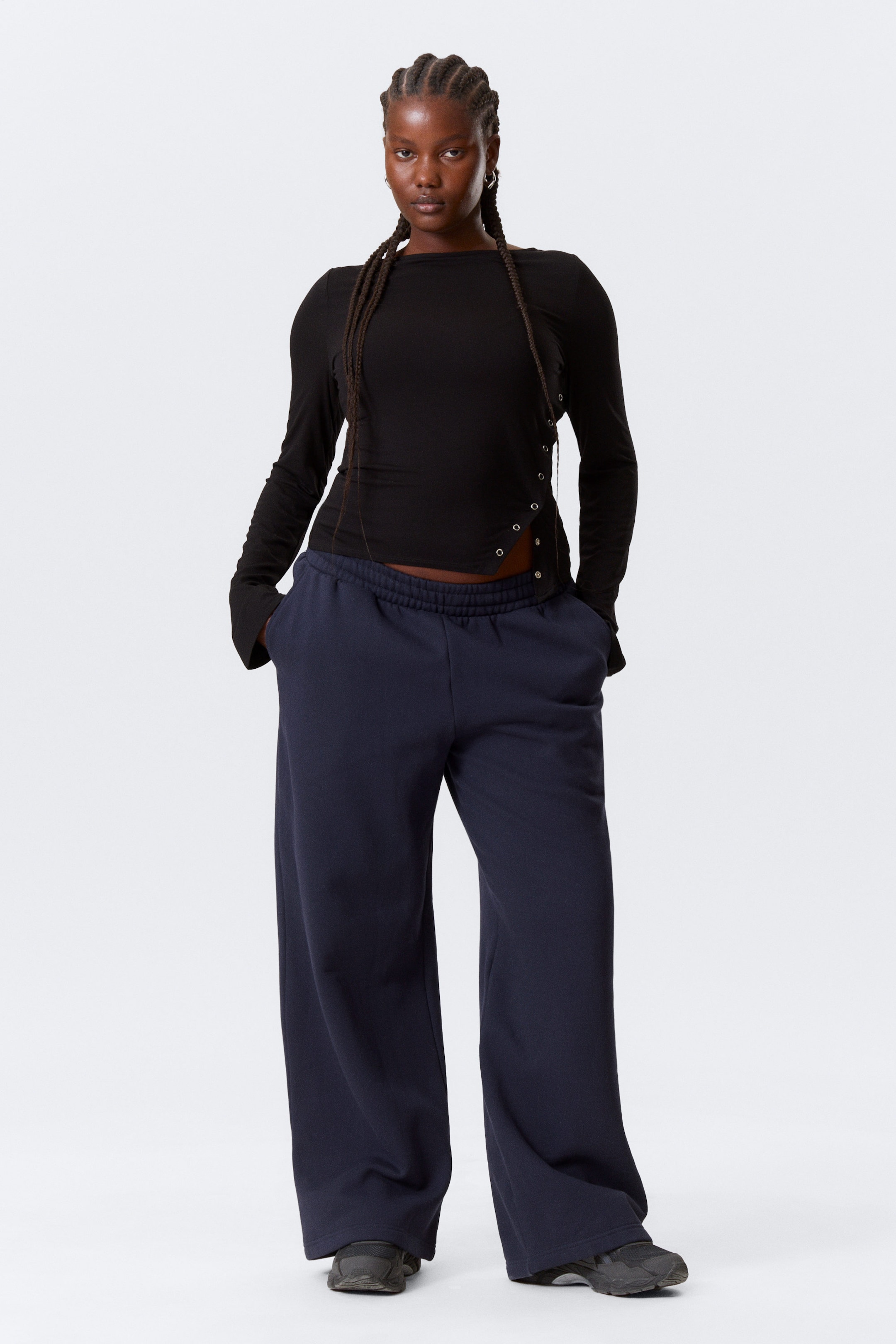 Dark Blue - Loose Long Heavyweight Sweatpants - 1