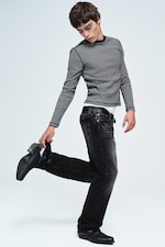 Empire Black - Svart - Sky low waist regular bootcut jeans - 0