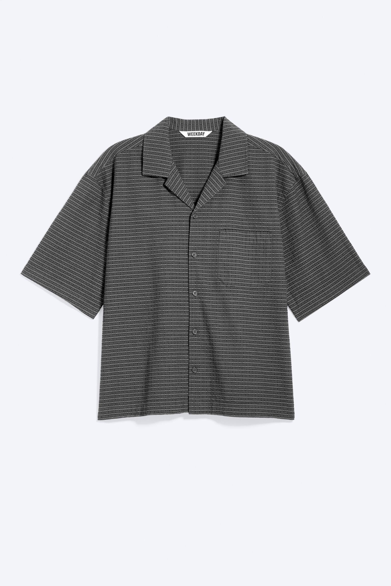 Χαλαρό Κοντομάνικο Πουκάμισο Για Διακοπές - Καρό Γκρι/Καρό Σκούρο Μπλε - 2