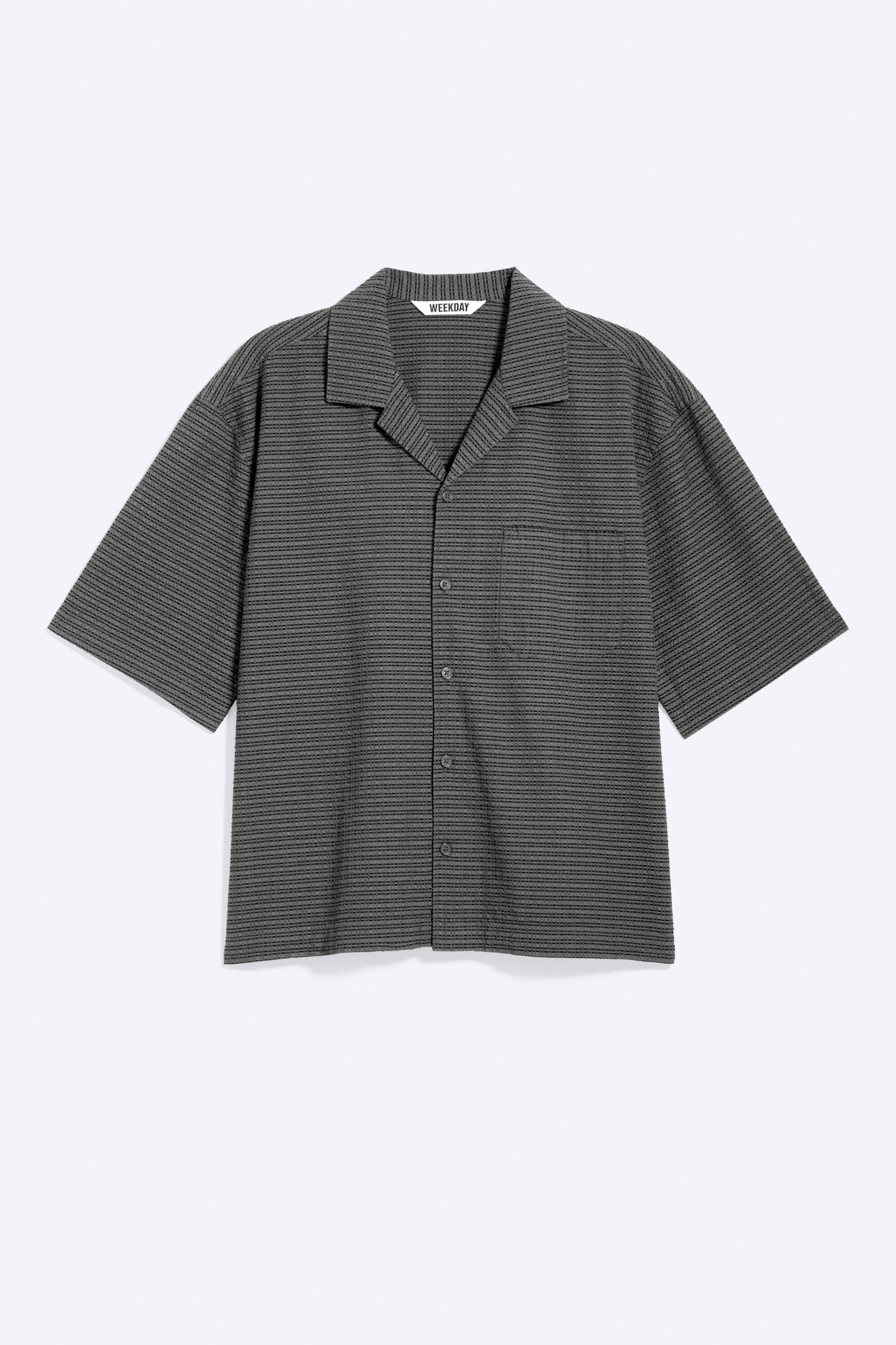 Checked Grey - Loose Short-Sleeved Resort Shirt - 3