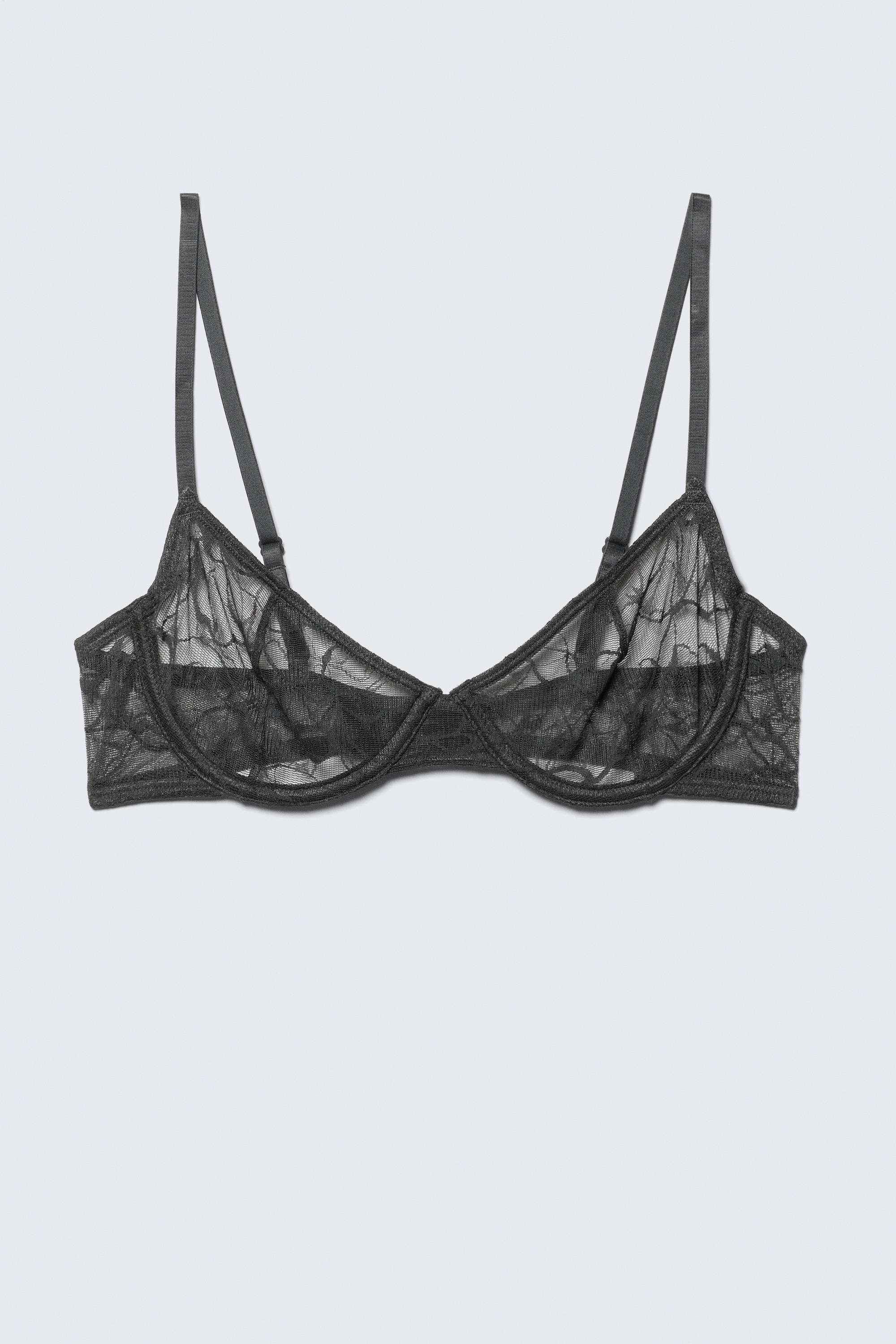 Σουτιέν Με Μπανέλα Και Δαντέλα Σε Σπειροειδές Μοτίβο - Σκούρο Γκρι