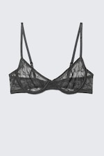 Dark Grey - Wired Swirly Lace Bra - 3