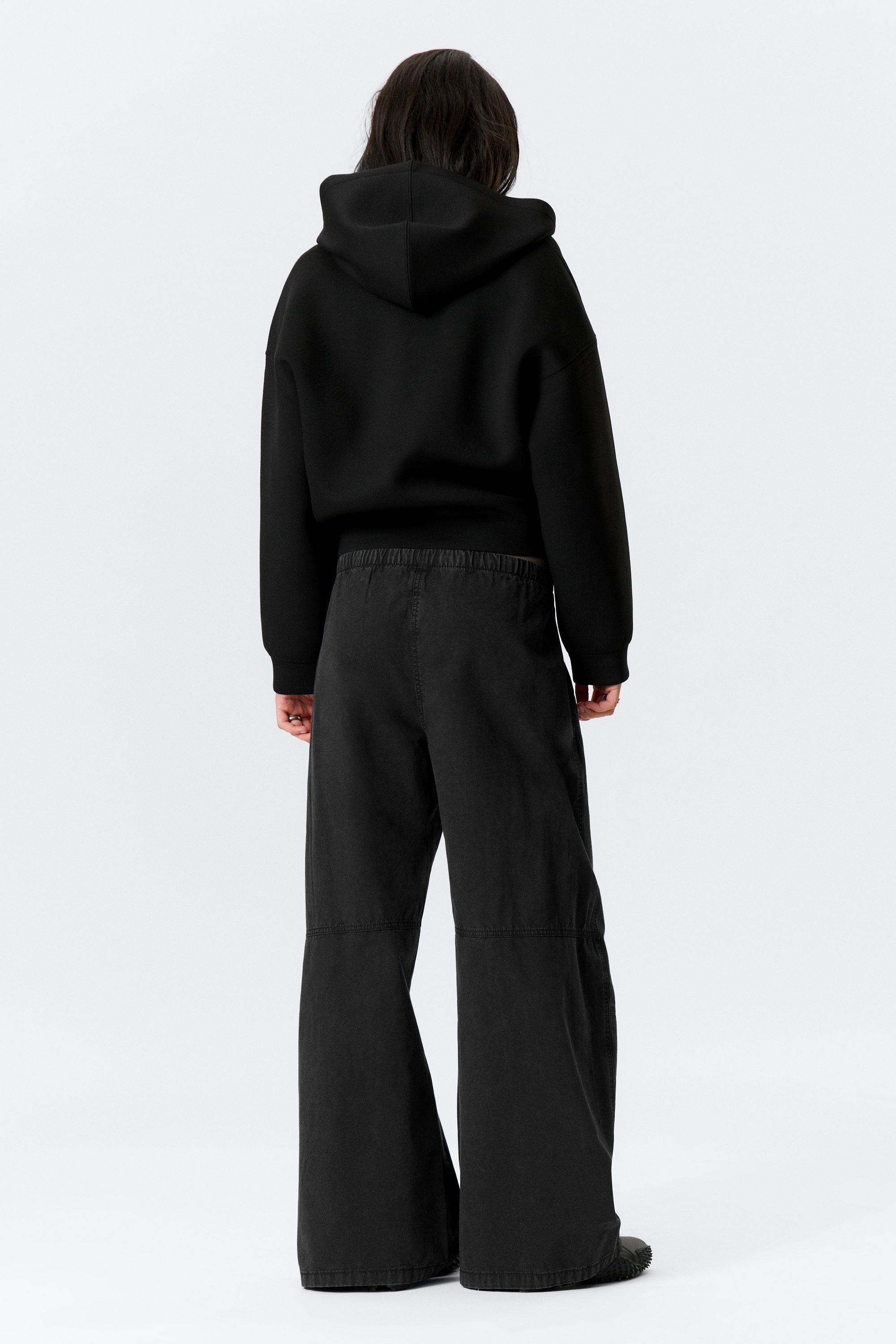 Washed Black – Zwart - Baggy broek van gewassen canvas met lage taille - 2