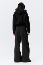 Washed Black - Low Rise Baggy Washed Canvas Trousers - 2