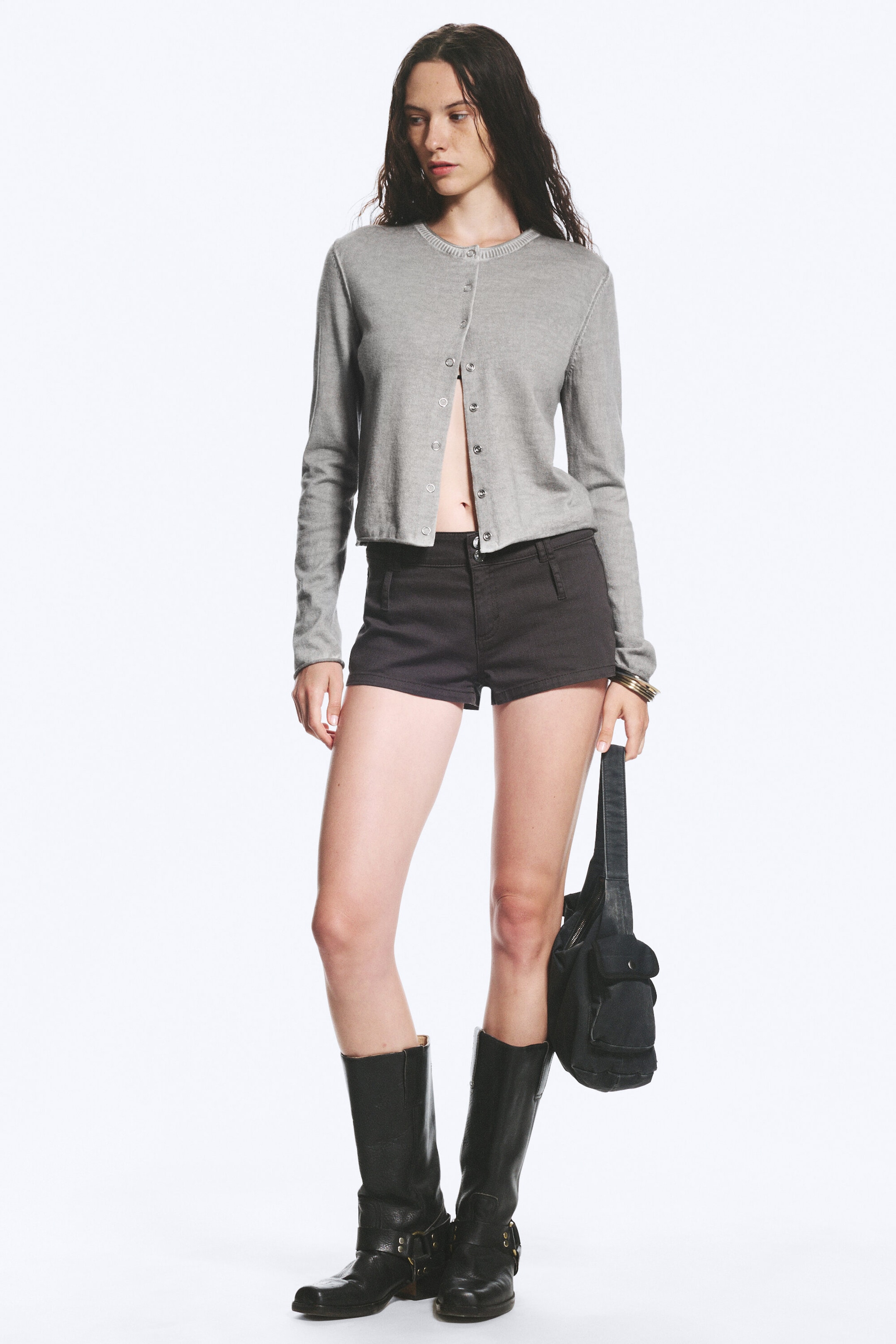 Gris délavé - Cardigan ajusté - 1