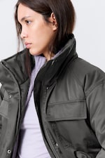 Dark Grey - Oversized Padded Utility Jacket - 5