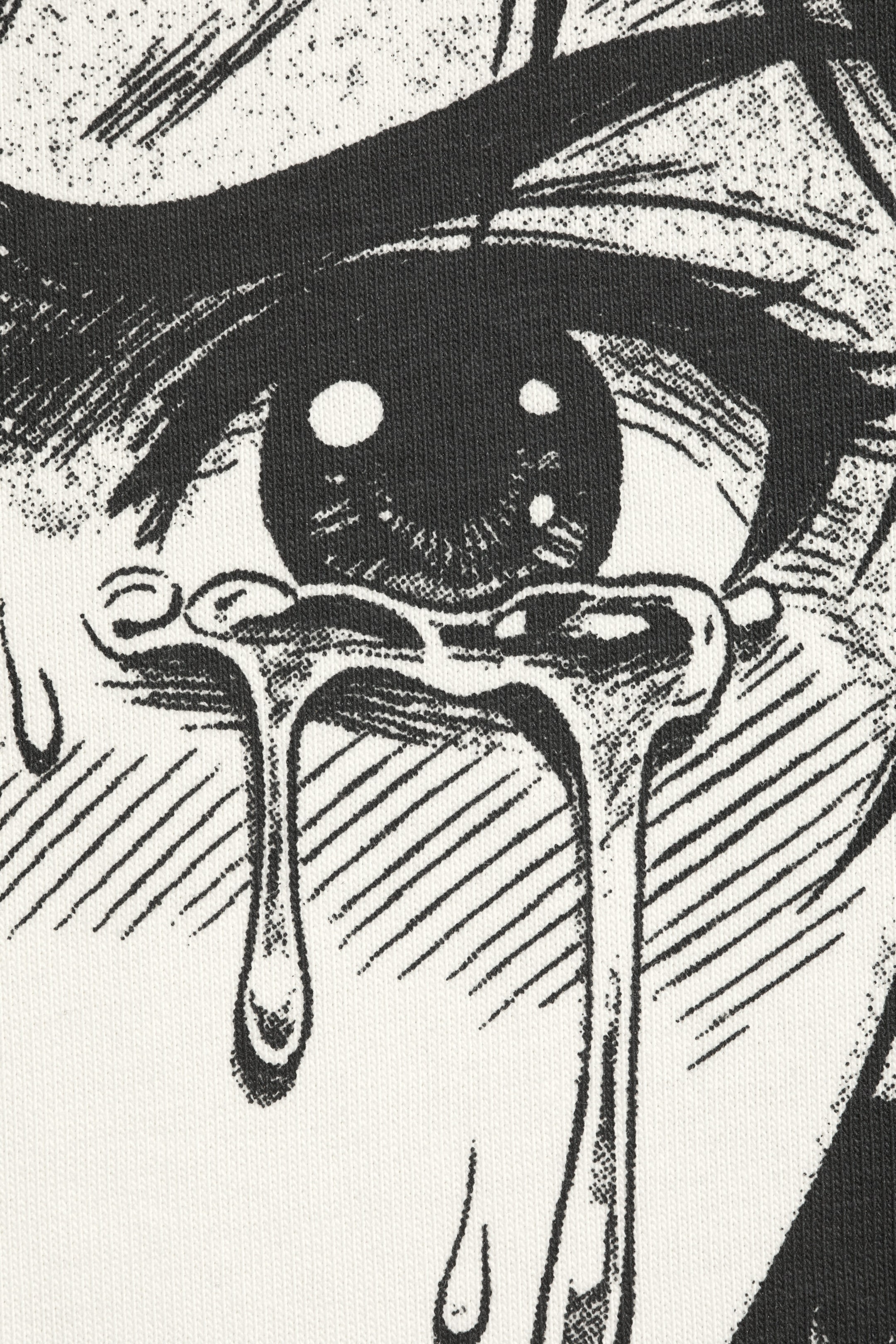 Weiß - Tränen - Bedrucktes kastiges T-Shirt - 5