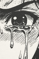 Weiß - Tränen - Bedrucktes kastiges T-Shirt - 5