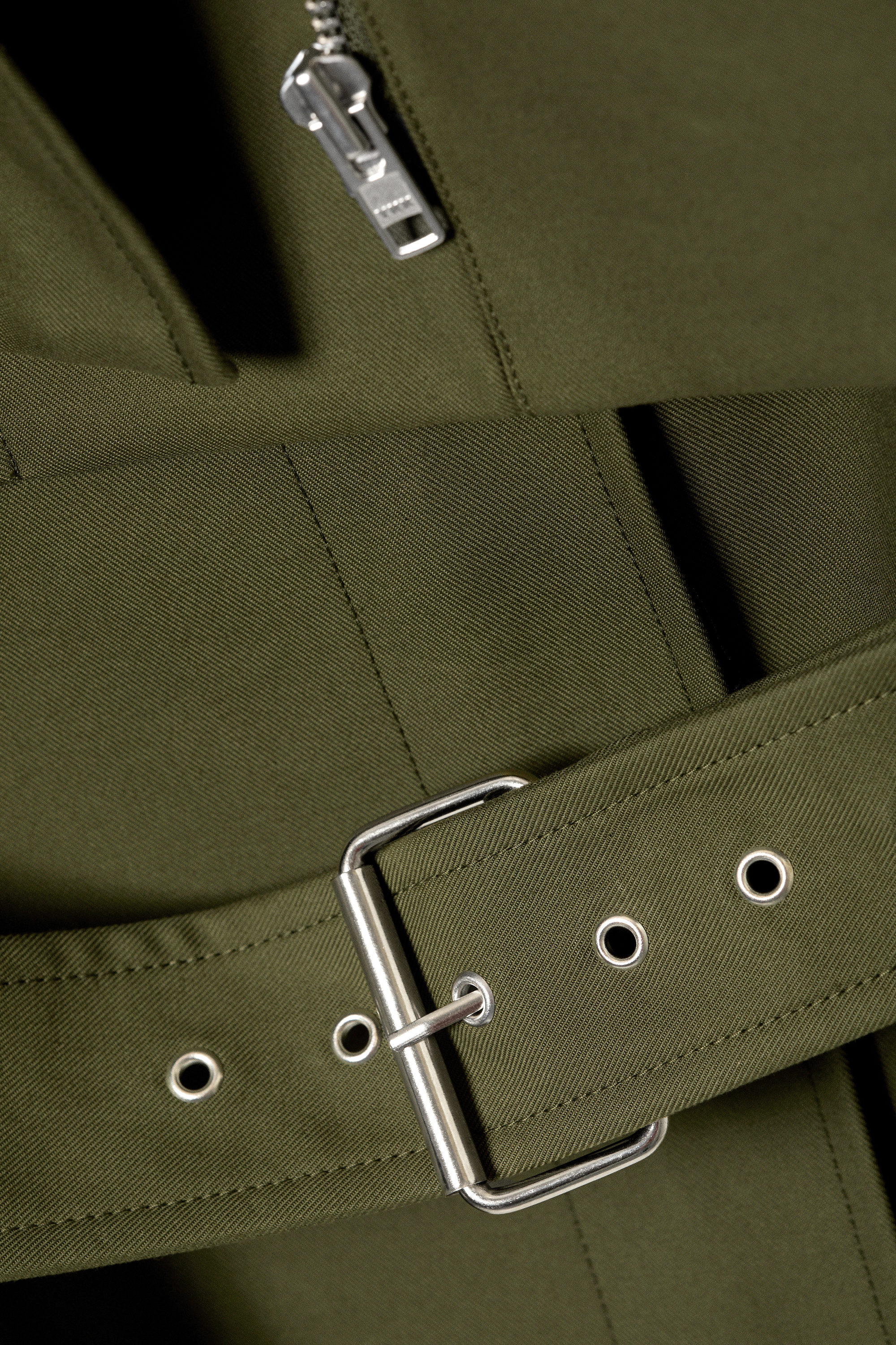 Khaki Green - Layered Technical Trench Coat - 9
