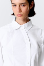 White - Asymmetric Fitted Poplin Shirt - 3
