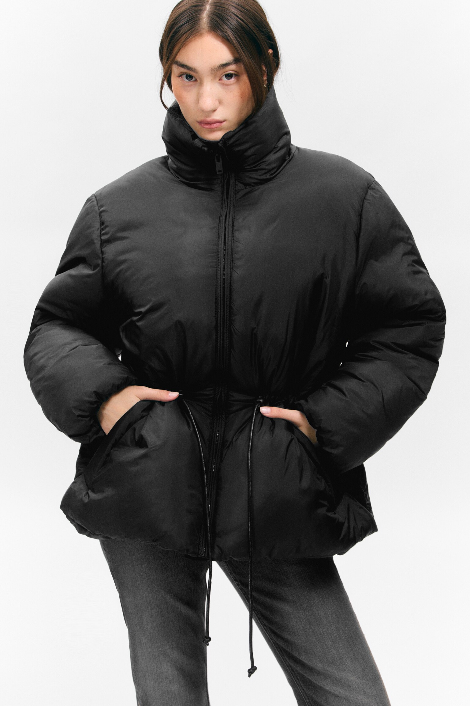 Oversized Puffer Jacket - Black - 7