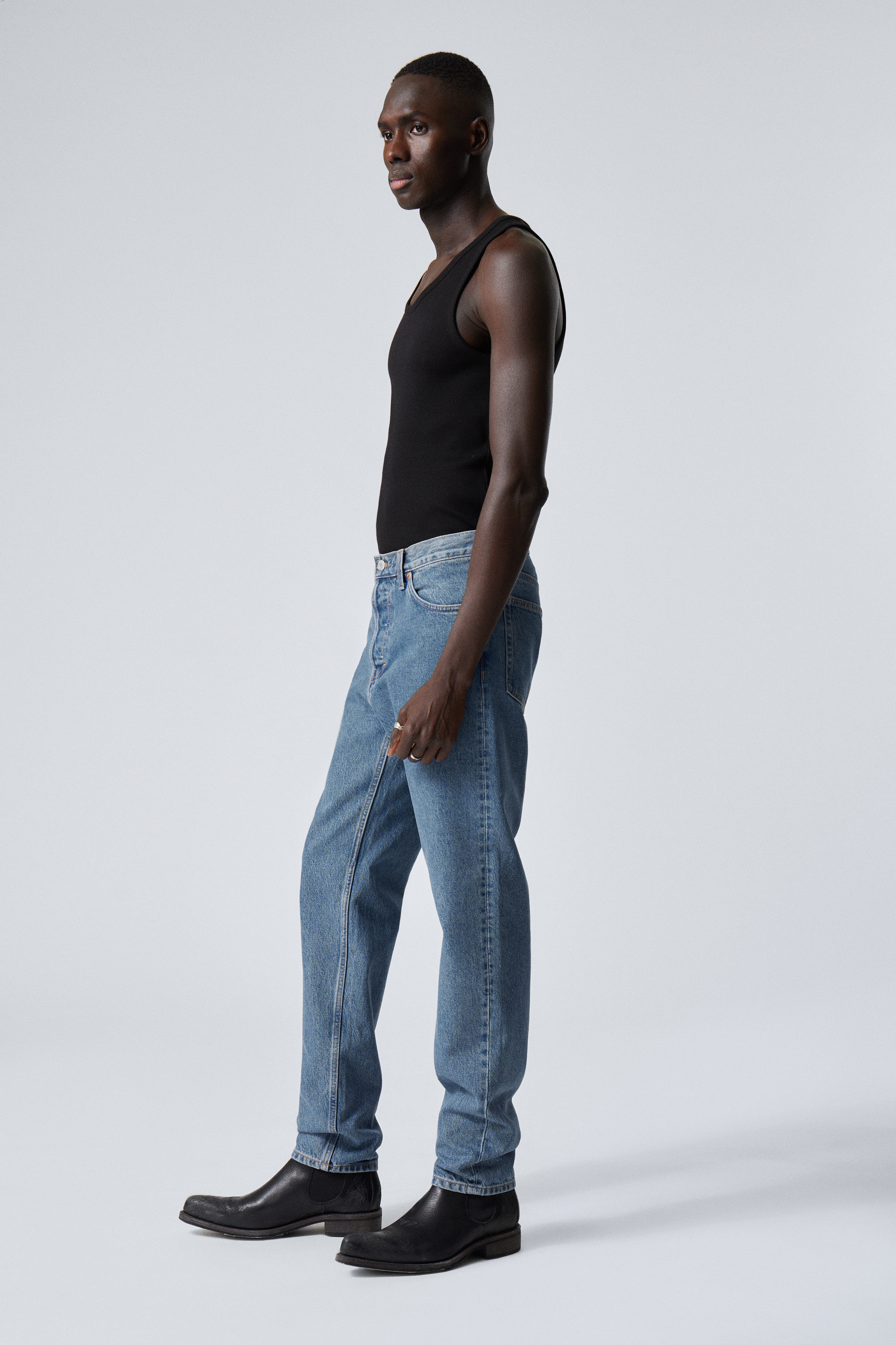 90s Blue - Mittelblau - Barrel Relaxed Tapered Leg Jeans - 4