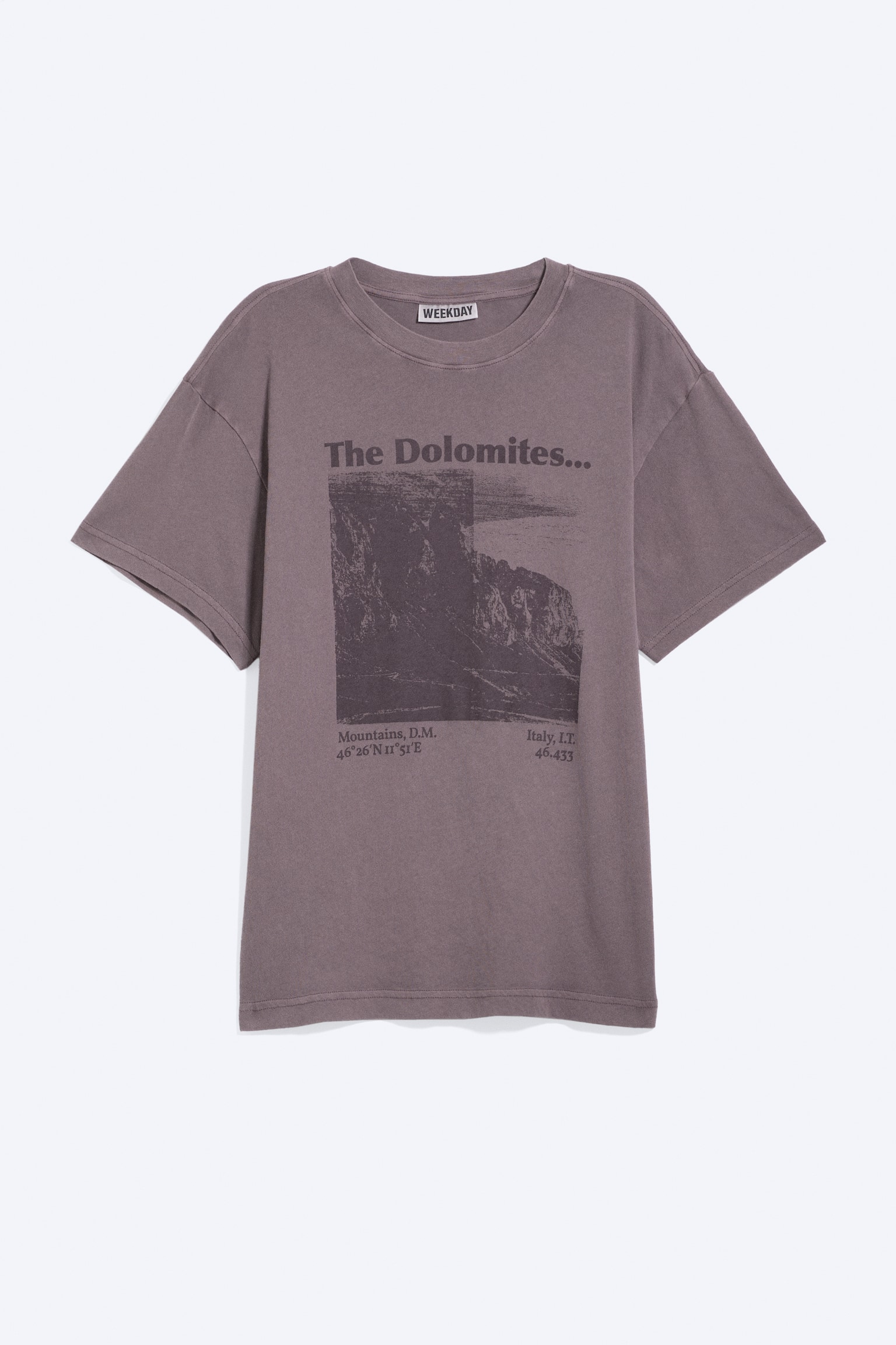 T-shirt con stampa grafica a maniche corte - Prugna polverosa - Stampa Mountain/Beige polvere chiaro - stampa M - 1