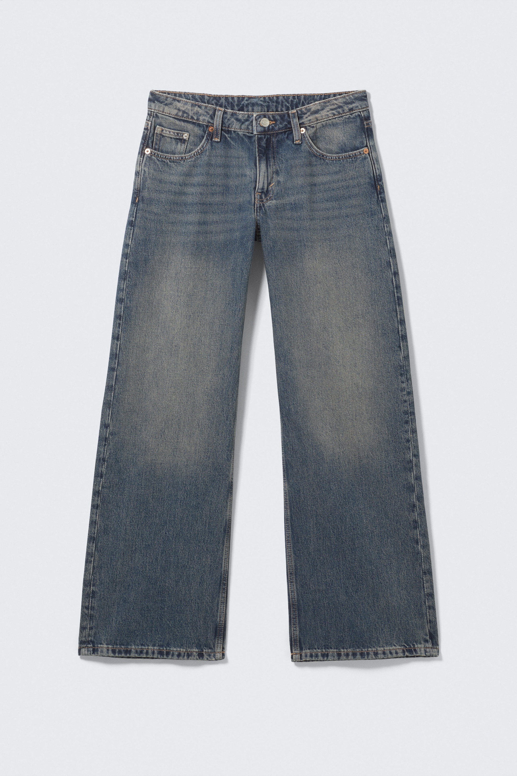 Desert Blue - Dark Blue - Imoo Low Rise Loose Wide Leg Jeans - 1