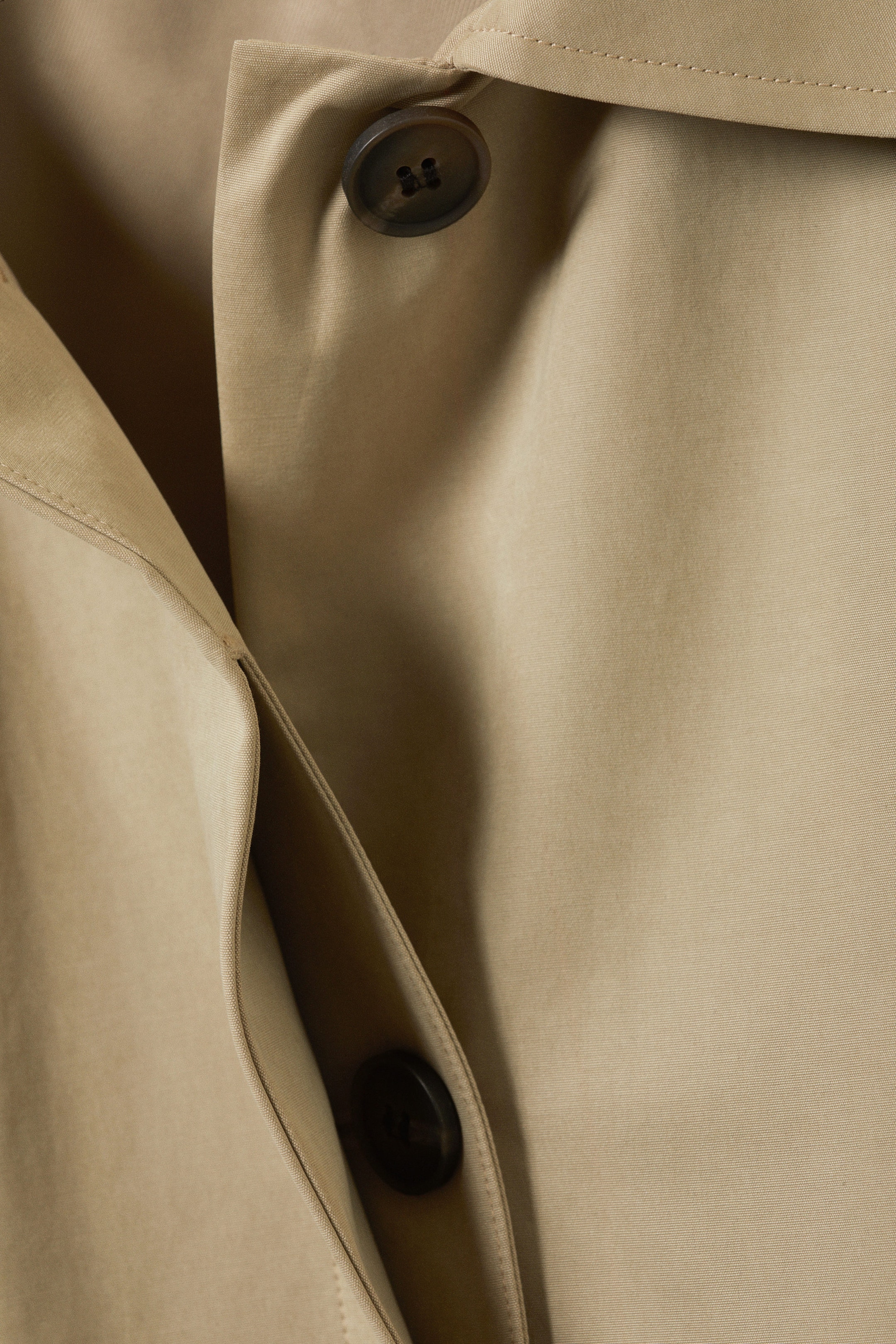 Beige - Einreihiger Oversize-Mantel - 5