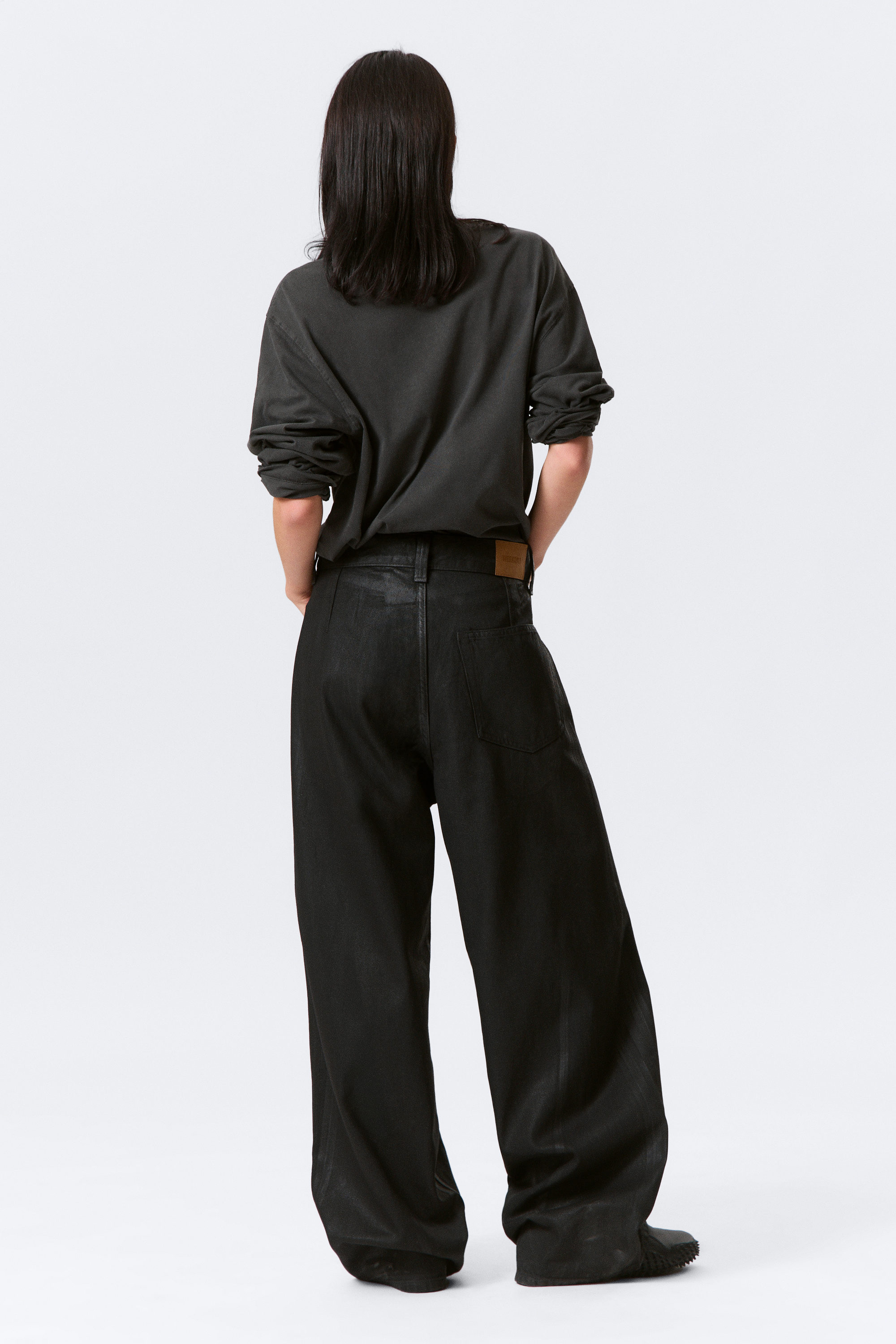 Black Coating - Svart - Astro Loose Utility Baggy Leg Jeans - 10