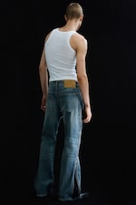 Mid Blue - Medium Blue - Straight Leg Zip Jeans - 3