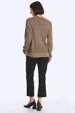 Randig Brun - Jumper med asymmetrisk halsringning - 3