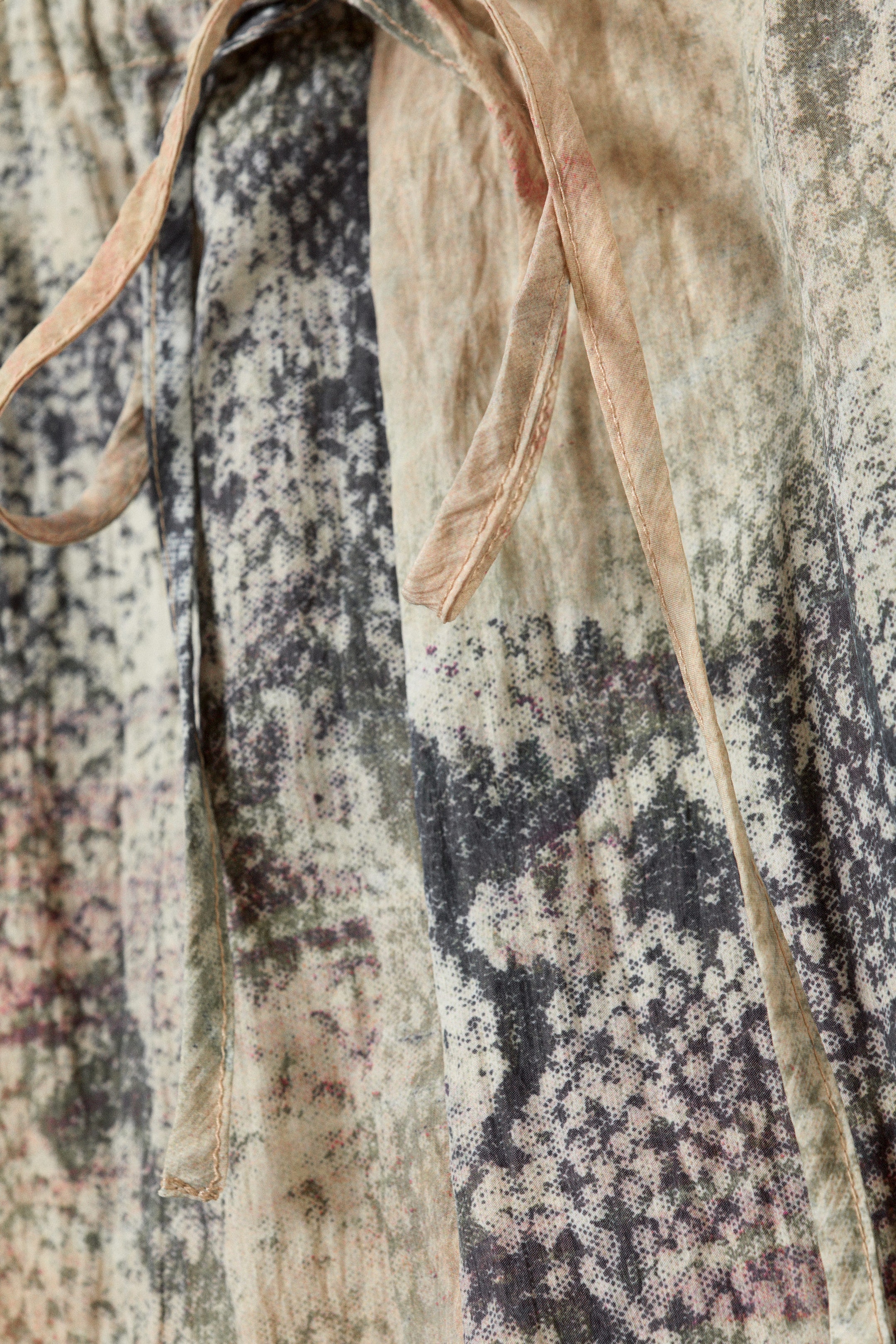 Beige - Ormskinnsmönstrad - Lediga byxor med volang - 5