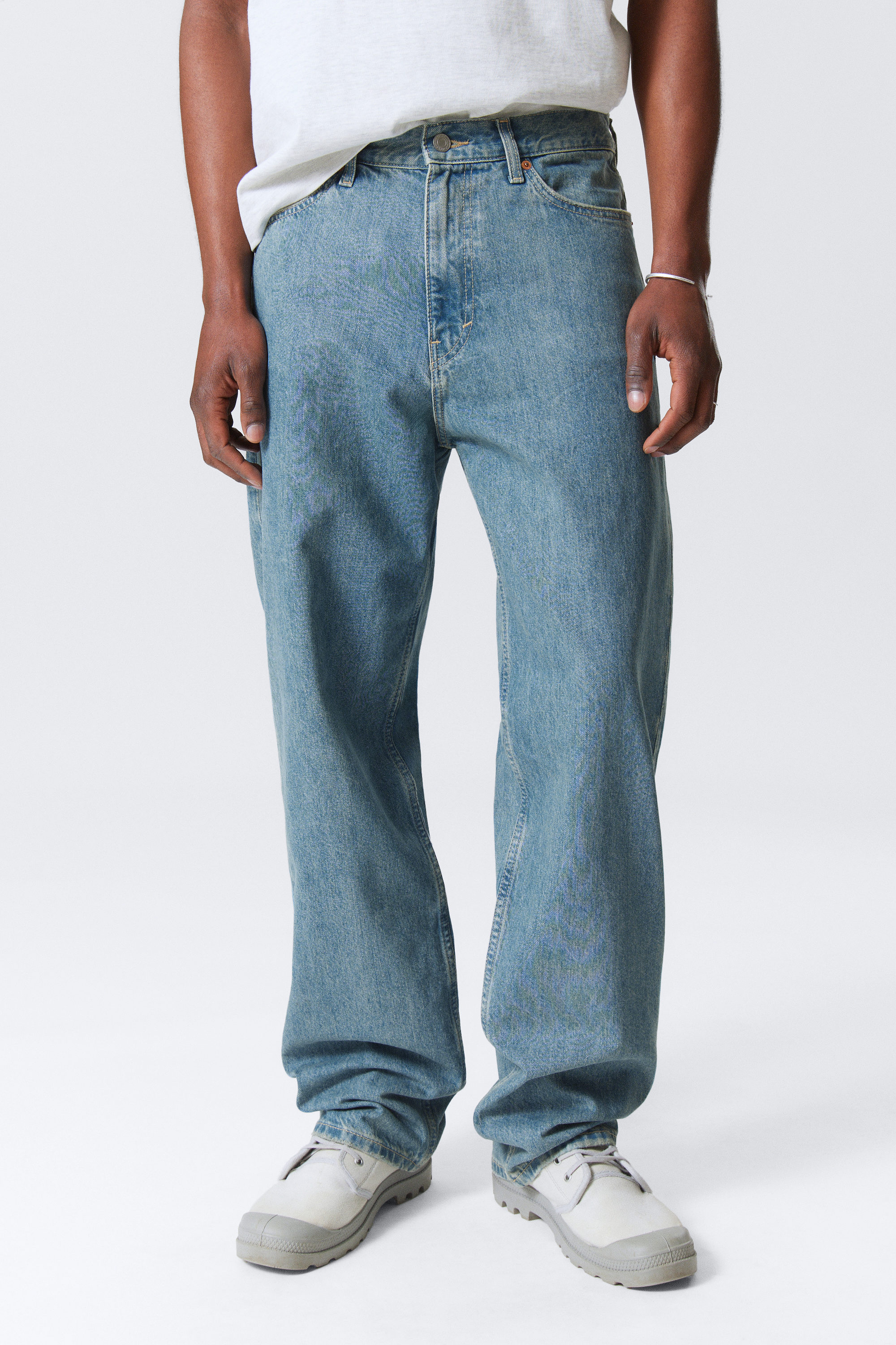 2000 Blue - Mellanblå - Galaxy Loose Straight Leg Jeans - 2