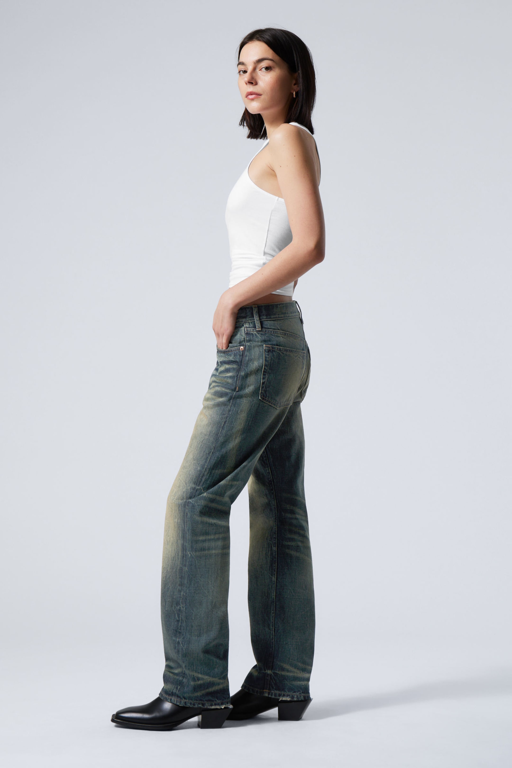 Carson Blue - Mittelblau - Orbit Mid Waist Regular Straight Leg Jeans - 5