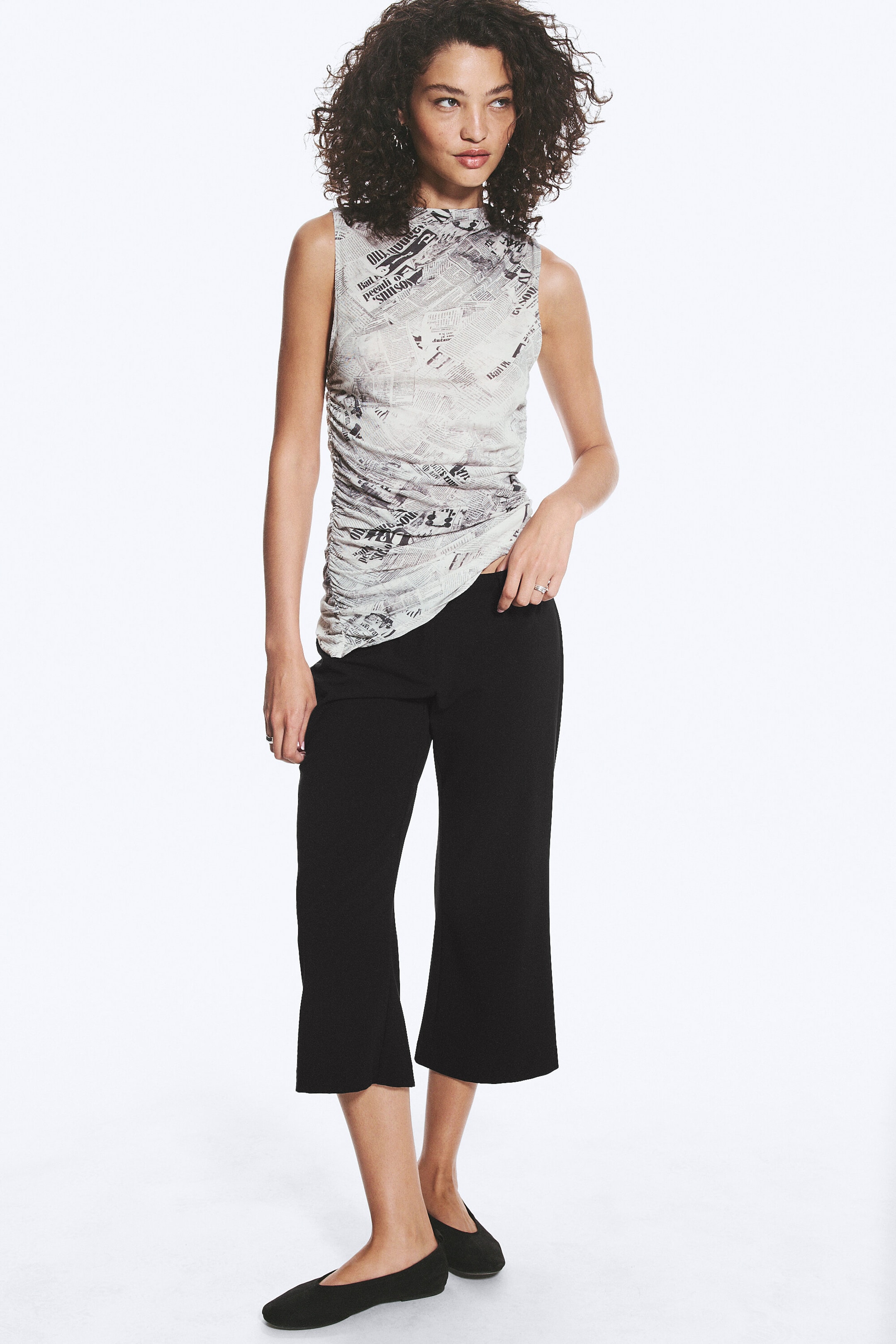 Dark Grey - Gathered Asymmetric Tank Top - 2