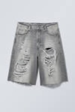 Black Grumble - Astro Denim Loose Baggy Shorts - 5