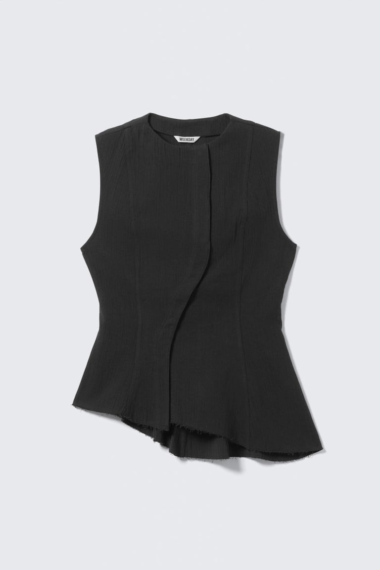 Knitted Peplum Top Dark Grey