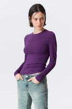 Dark Purple - Slim Fitted Long Sleeve - 0