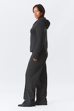 Dark Grey Melange - Low Rise Straight Suiting Trousers - 2