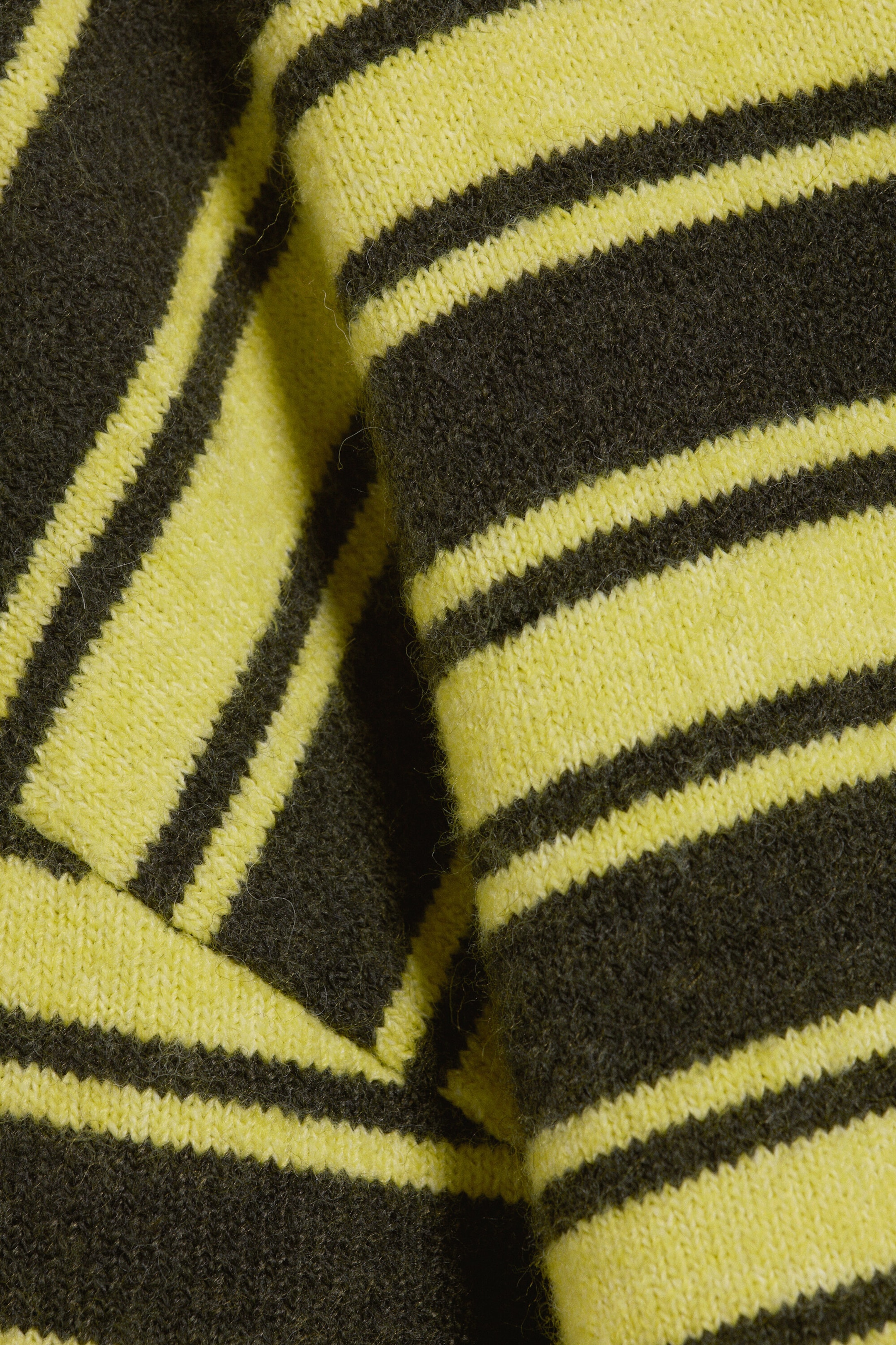 Striped Lime and Khaki Green - Boxy Strickpullover - 4