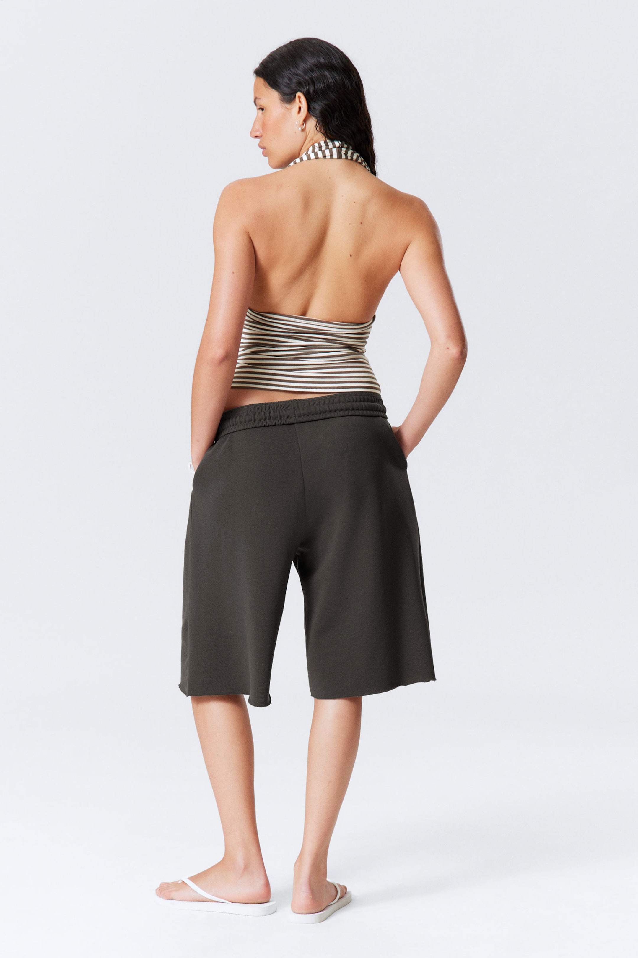 Dark Mole & White Stripes - Deep Halterneck Top - 3