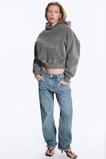 Washed Dark Grey - Boxy Cotton Fleece Hoodie - 2