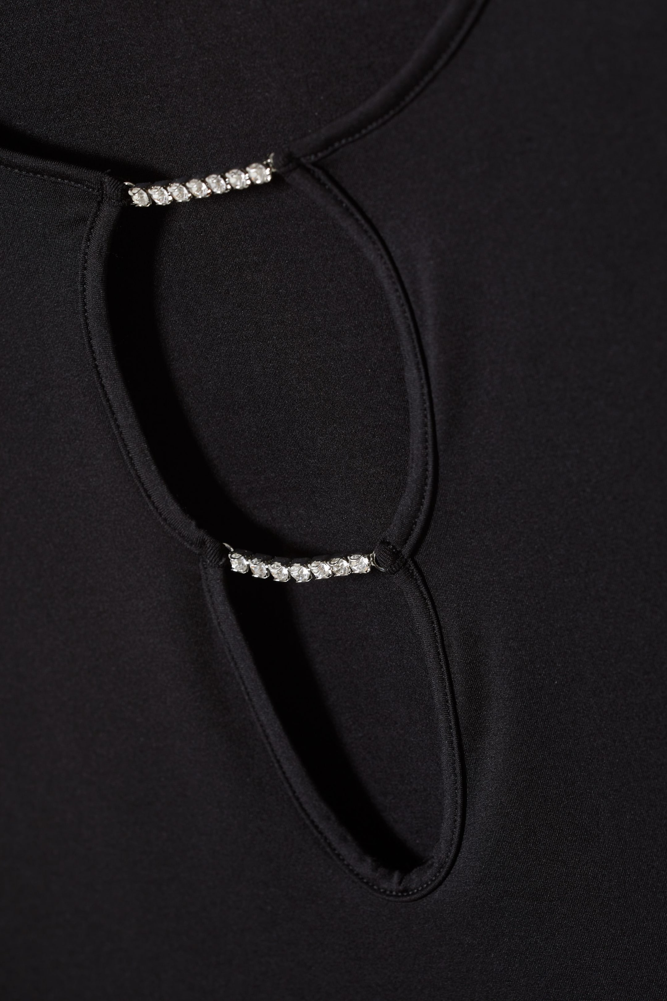 Black - Clear Rhinestone Long Sleeve - 1