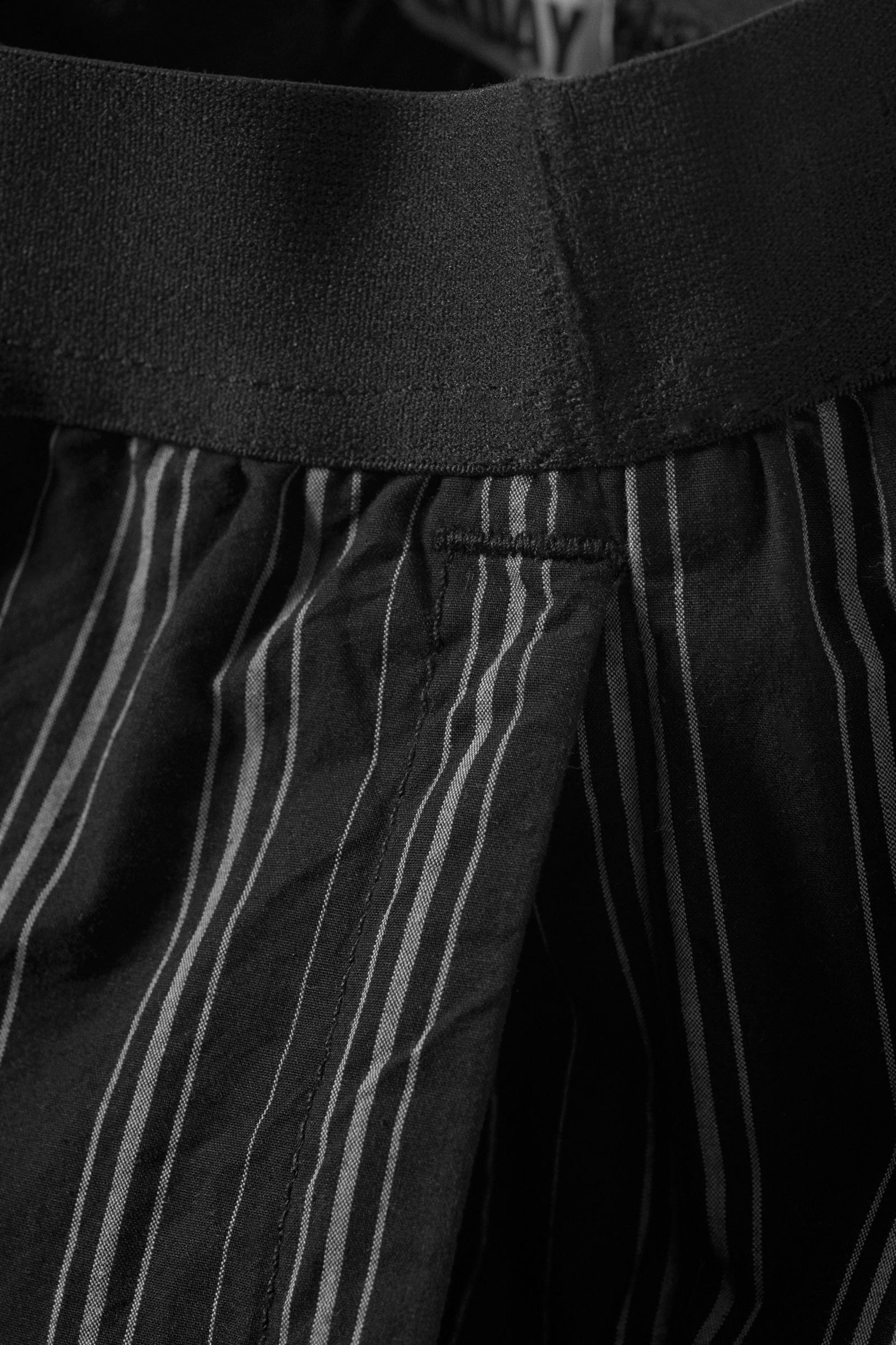 Striped Black - Striped Loose Cotton Pyjama Trousers - 4