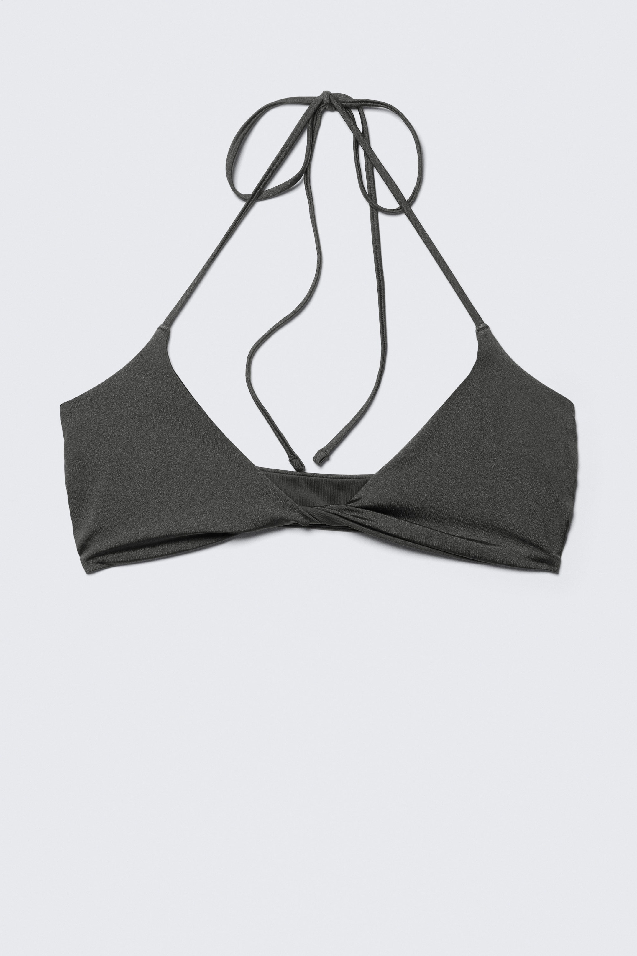 Dark Grey Shimmer - Turn Halter Bikini Top - 3