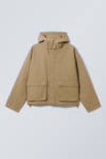 Dark Beige - Relaxed Fit Hooded Jacket - 4