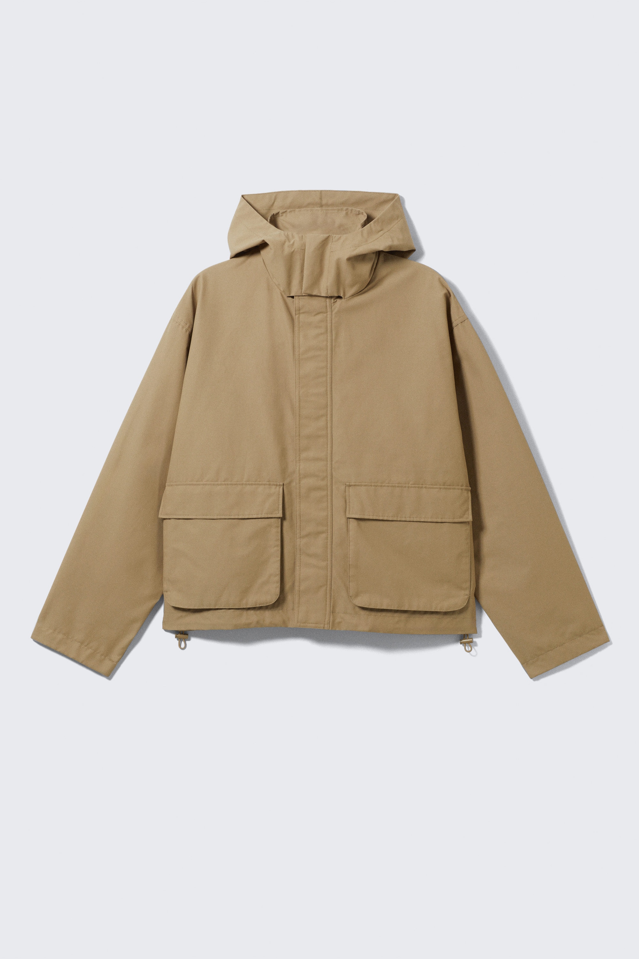 Mørk beige - Jakke med hette og avslappet passform - 1