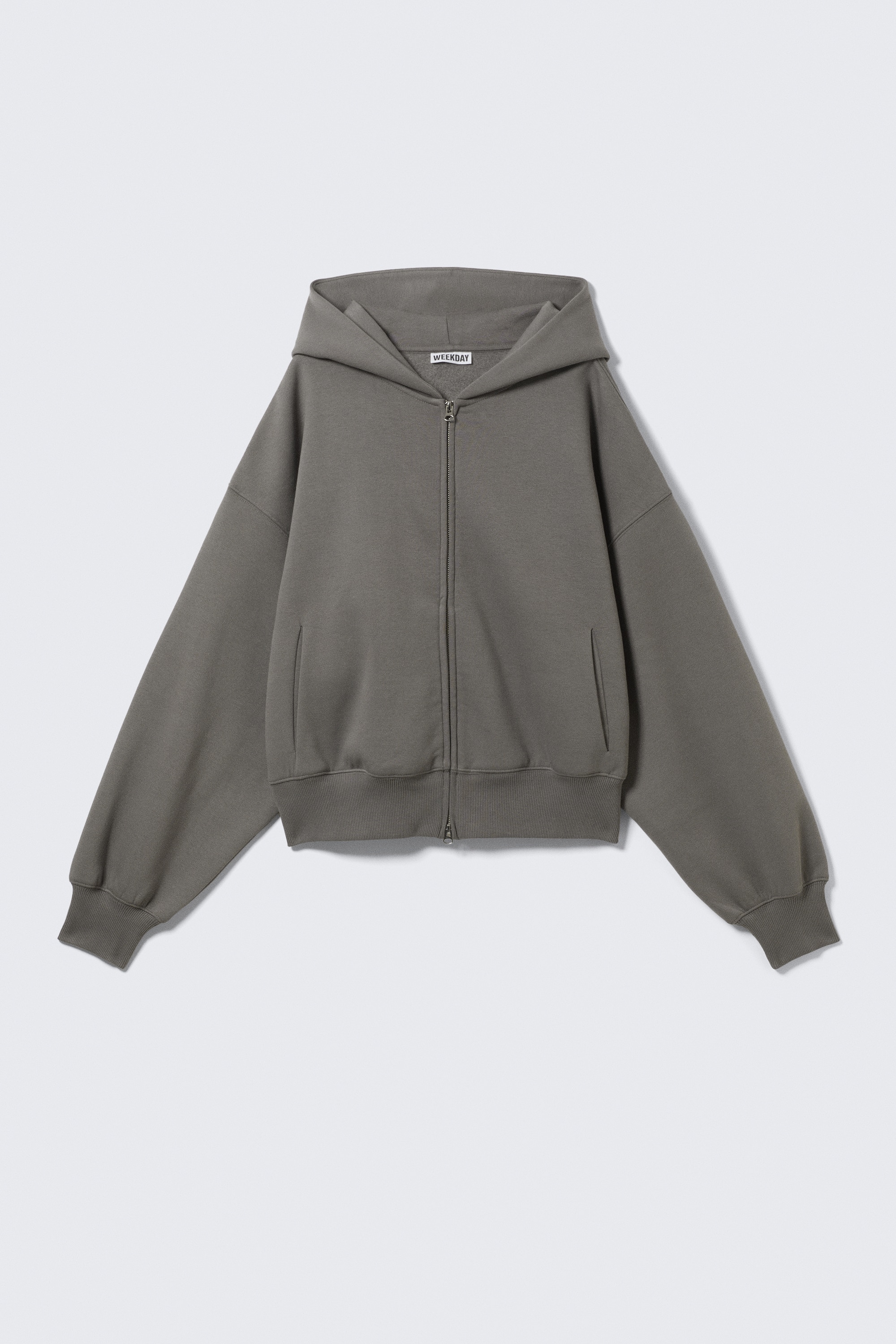 Felpa con cappuccio e zip - Grigio polvere/Nero