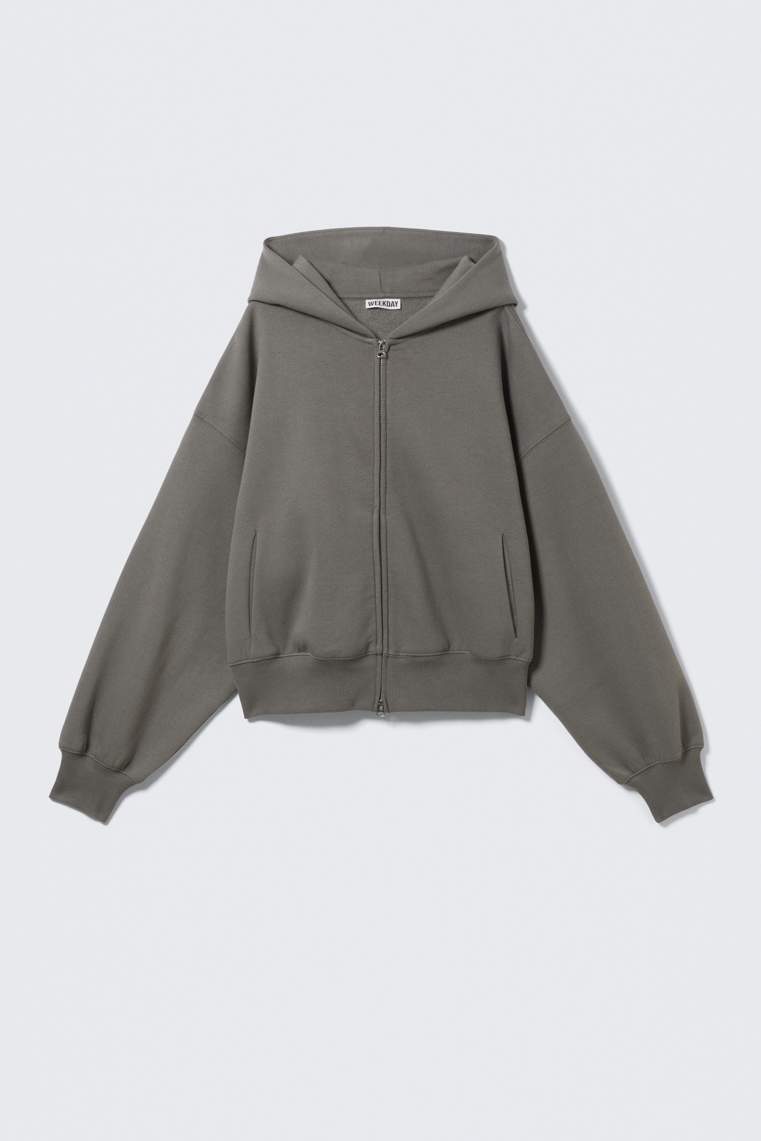 Regular Fit Heavyweight Zip Hoodie - Dusty Grey/Black - 2