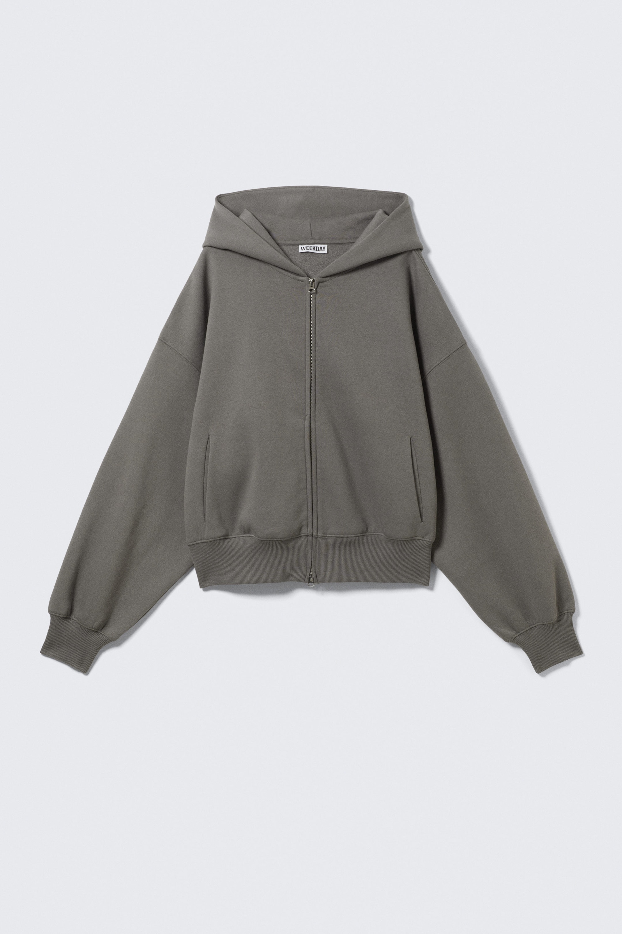 Staubgrau - Zip-Hoodie aus dickem Stoff mit normaler Passform - 3